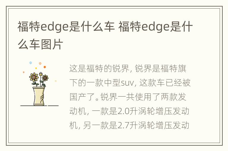 福特edge是什么车 福特edge是什么车图片