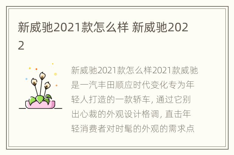 新威驰2021款怎么样 新威驰2022