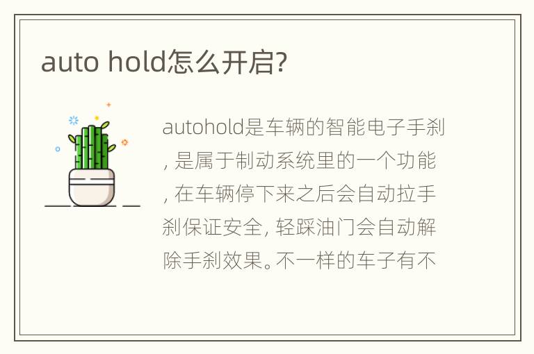 auto hold怎么开启？