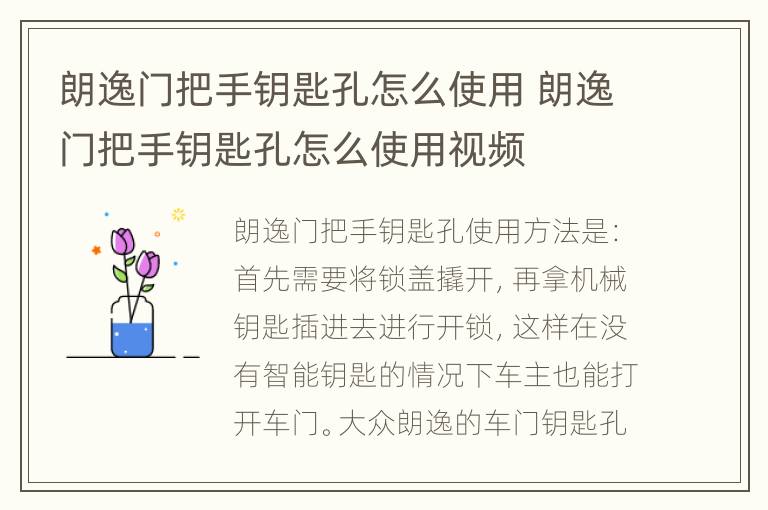 朗逸门把手钥匙孔怎么使用 朗逸门把手钥匙孔怎么使用视频