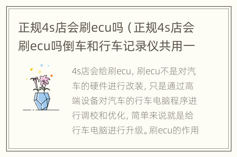 正规4s店会刷ecu吗（正规4s店会刷ecu吗倒车和行车记录仪共用一个摄像头）