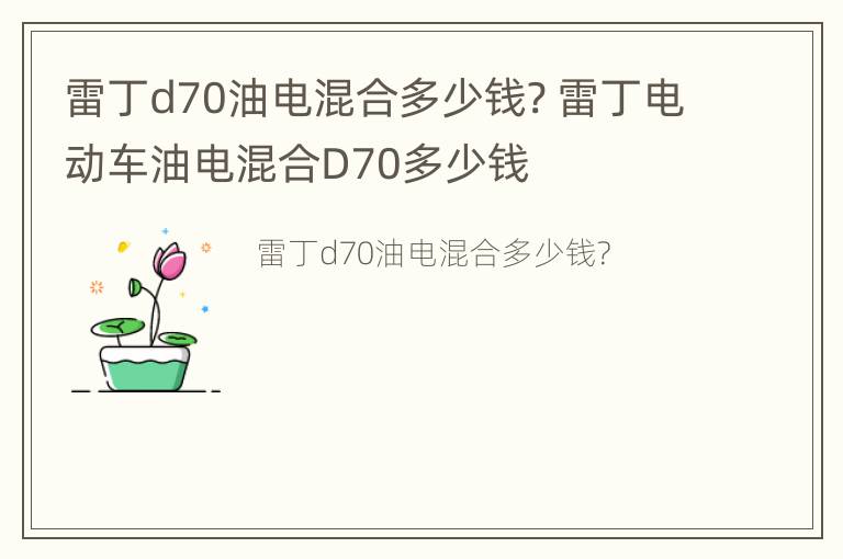 雷丁d70油电混合多少钱? 雷丁电动车油电混合D70多少钱