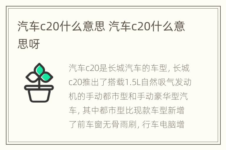 汽车c20什么意思 汽车c20什么意思呀