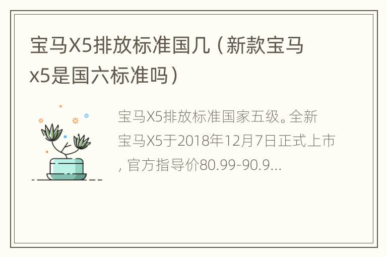 宝马X5排放标准国几（新款宝马x5是国六标准吗）