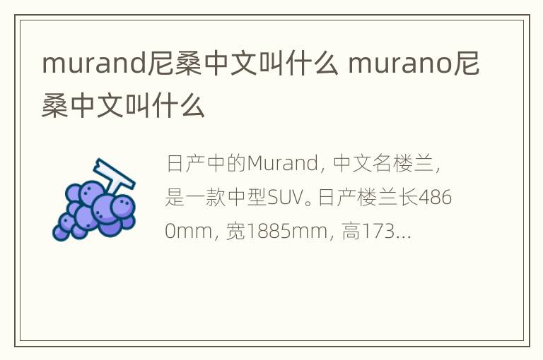 murand尼桑中文叫什么 murano尼桑中文叫什么