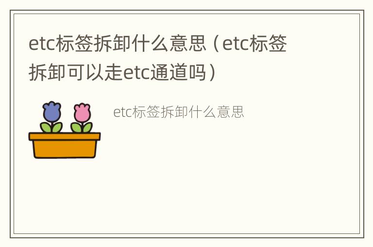 etc标签拆卸什么意思（etc标签拆卸可以走etc通道吗）