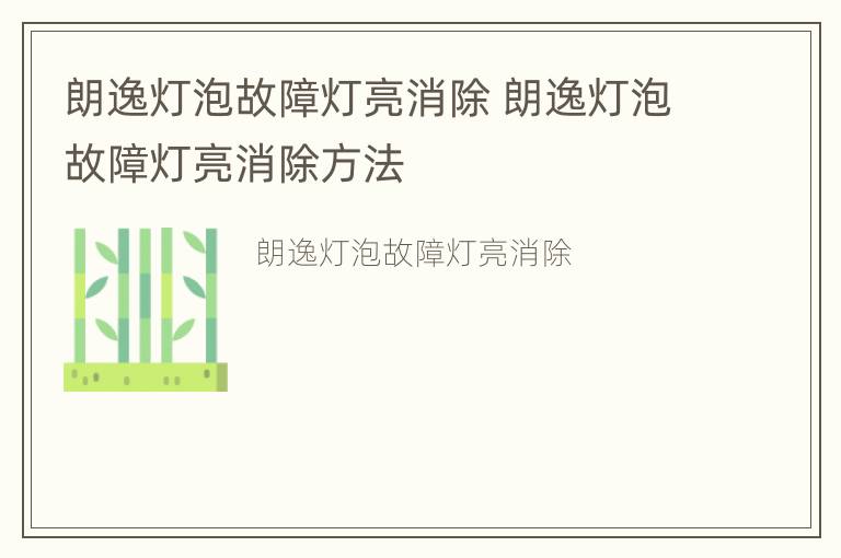 朗逸灯泡故障灯亮消除 朗逸灯泡故障灯亮消除方法