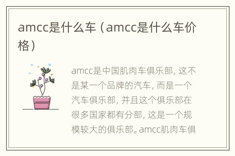 amcc是什么车（amcc是什么车价格）