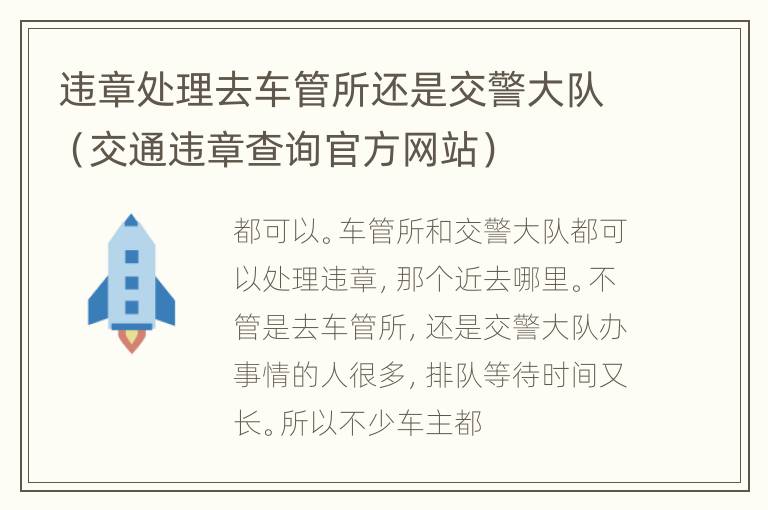 违章处理去车管所还是交警大队（交通违章查询官方网站）