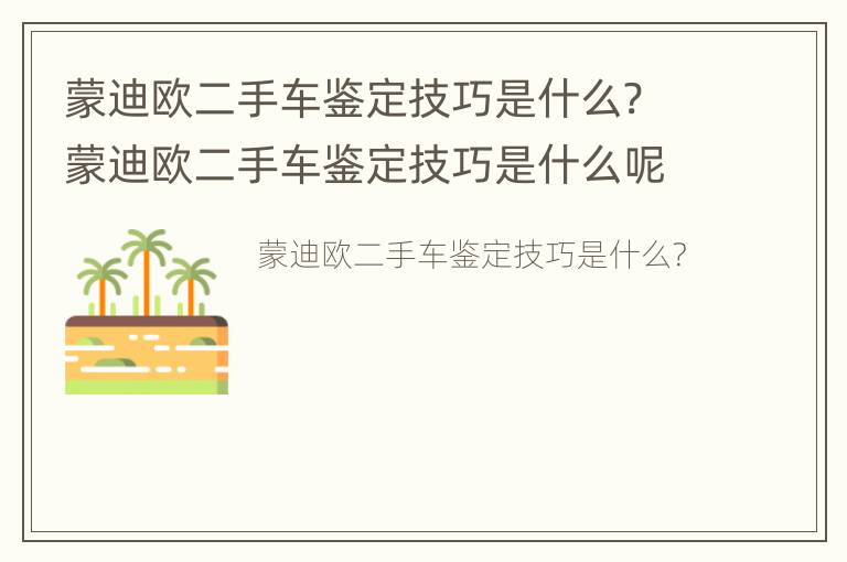 蒙迪欧二手车鉴定技巧是什么? 蒙迪欧二手车鉴定技巧是什么呢