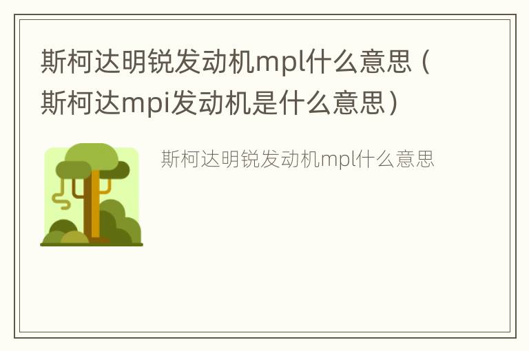 斯柯达明锐发动机mpl什么意思（斯柯达mpi发动机是什么意思）