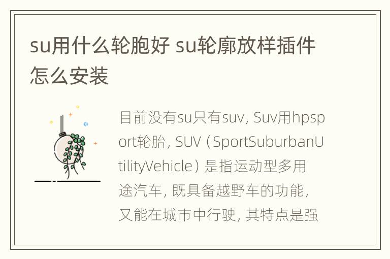 su用什么轮胞好 su轮廓放样插件怎么安装