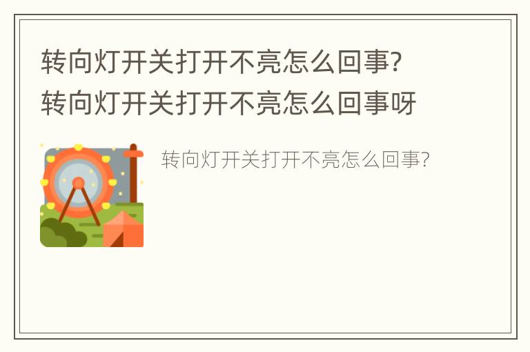 转向灯开关打开不亮怎么回事? 转向灯开关打开不亮怎么回事呀