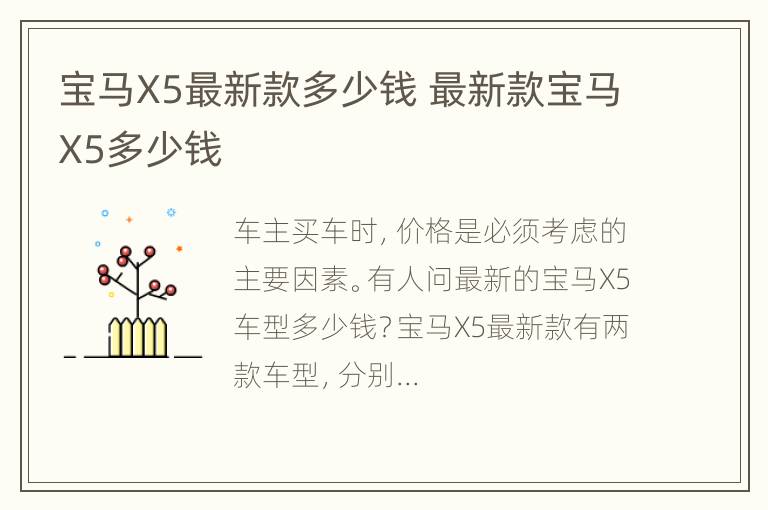 宝马X5最新款多少钱 最新款宝马X5多少钱