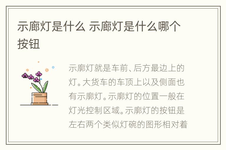 示廊灯是什么 示廊灯是什么哪个按钮