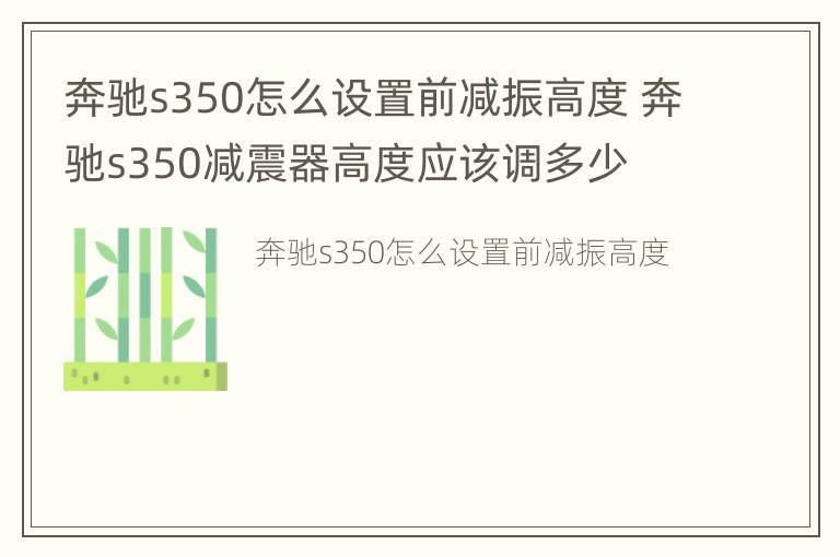 奔驰s350怎么设置前减振高度 奔驰s350减震器高度应该调多少