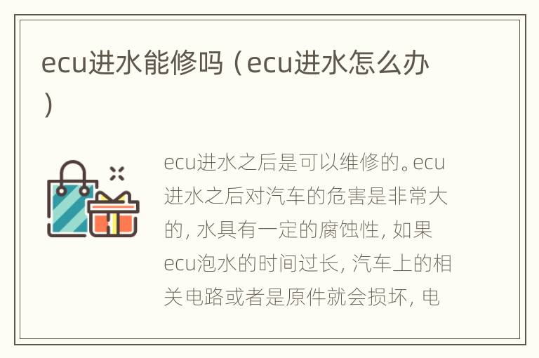 ecu进水能修吗（ecu进水怎么办）