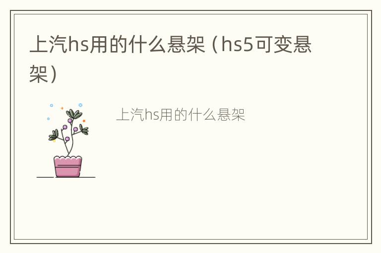 上汽hs用的什么悬架（hs5可变悬架）