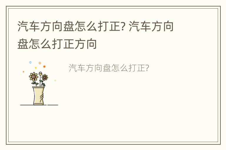 汽车方向盘怎么打正? 汽车方向盘怎么打正方向