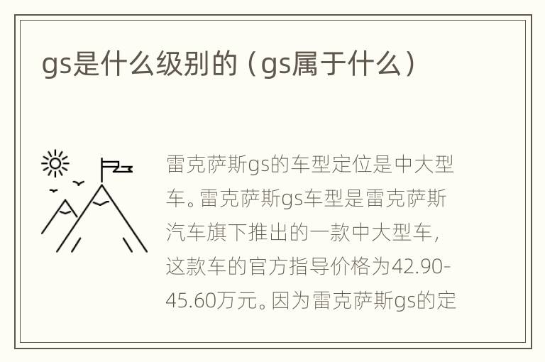 gs是什么级别的（gs属于什么）