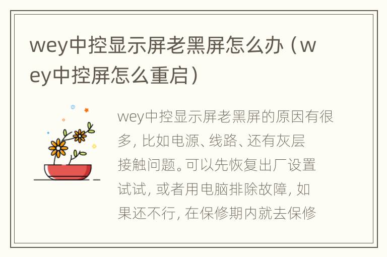 wey中控显示屏老黑屏怎么办（wey中控屏怎么重启）