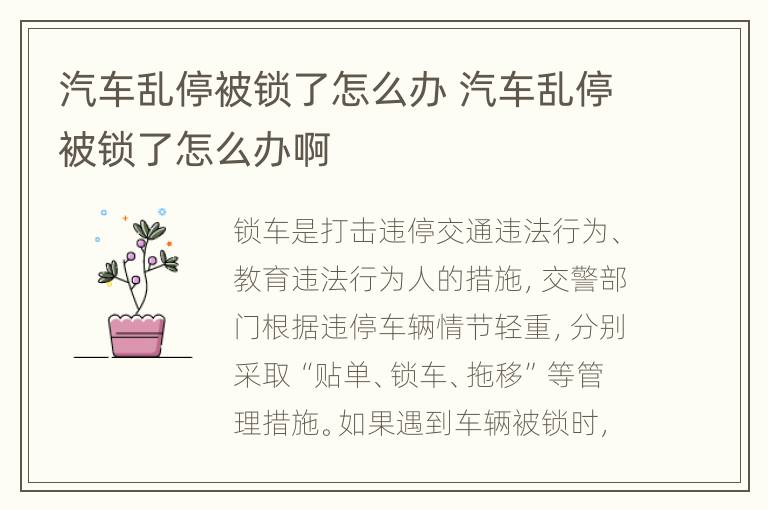 汽车乱停被锁了怎么办 汽车乱停被锁了怎么办啊