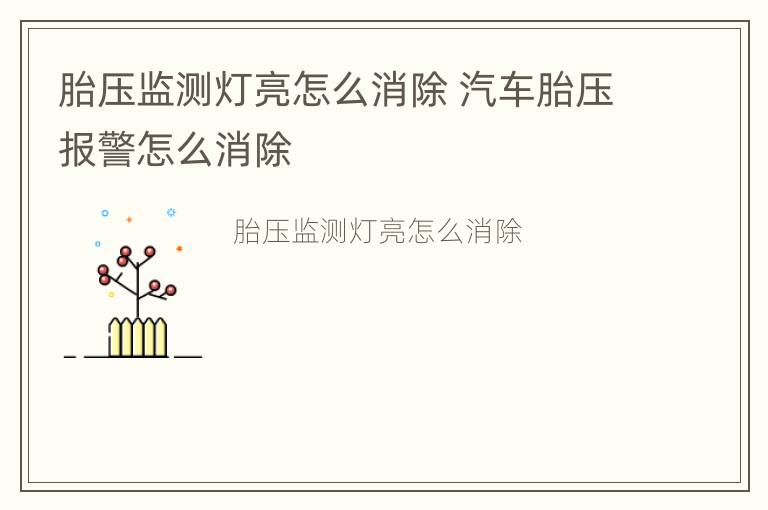 胎压监测灯亮怎么消除 汽车胎压报警怎么消除