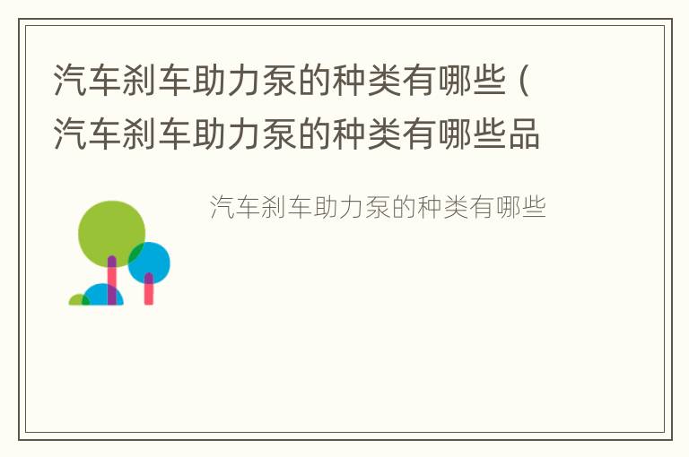 汽车刹车助力泵的种类有哪些（汽车刹车助力泵的种类有哪些品牌）