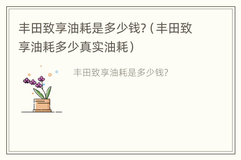 丰田致享油耗是多少钱?（丰田致享油耗多少真实油耗）