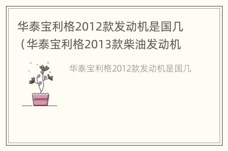 华泰宝利格2012款发动机是国几（华泰宝利格2013款柴油发动机）