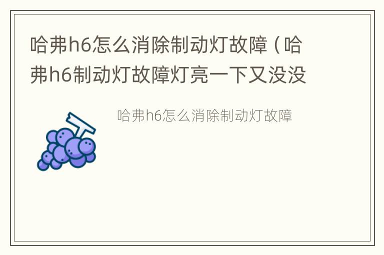 哈弗h6怎么消除制动灯故障（哈弗h6制动灯故障灯亮一下又没没有了）