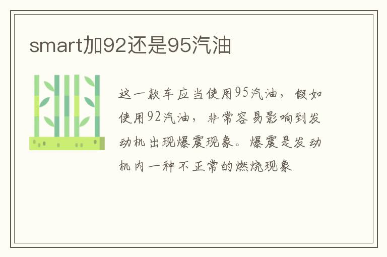 smart加92还是95汽油