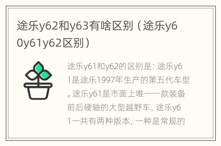 途乐y62和y63有啥区别（途乐y60y61y62区别）