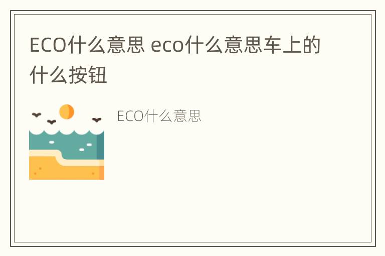 ECO什么意思 eco什么意思车上的什么按钮