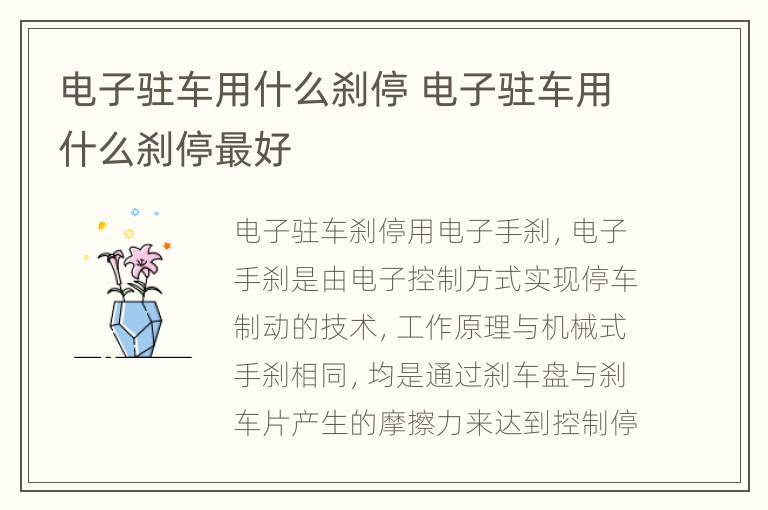 电子驻车用什么刹停 电子驻车用什么刹停最好