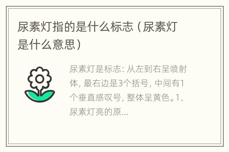 尿素灯指的是什么标志（尿素灯是什么意思）