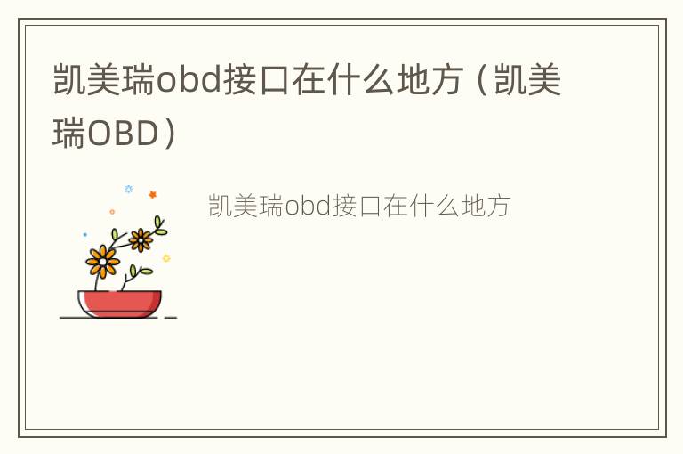 凯美瑞obd接口在什么地方（凯美瑞OBD）