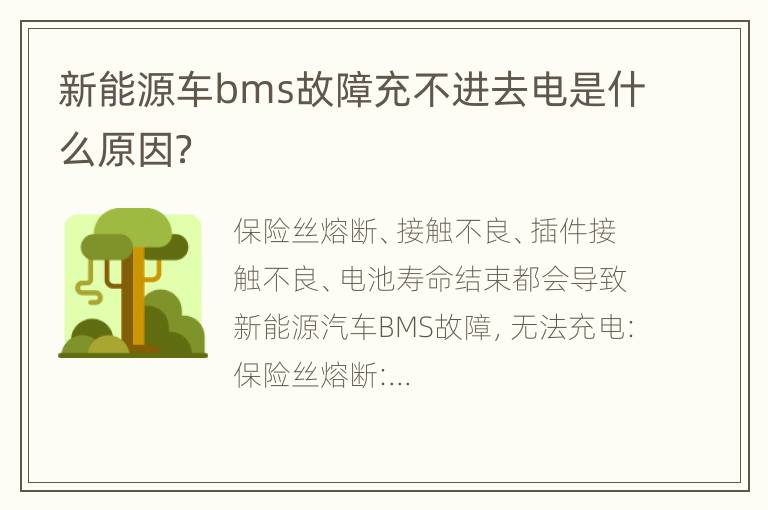 新能源车bms故障充不进去电是什么原因？