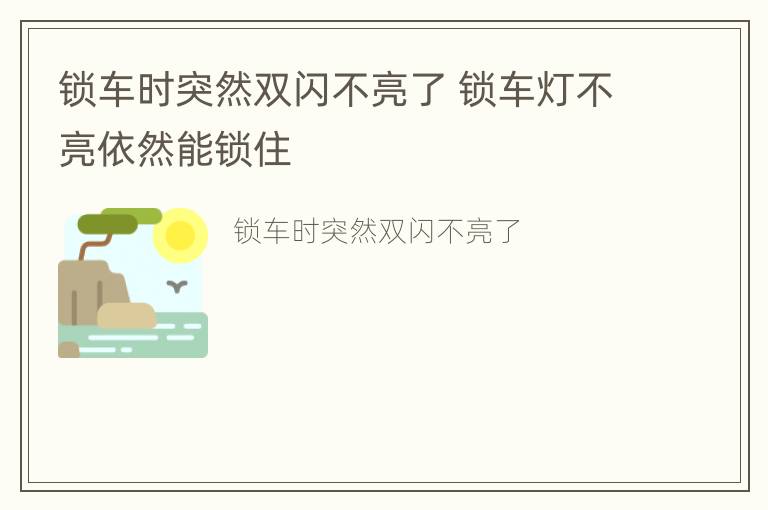 锁车时突然双闪不亮了 锁车灯不亮依然能锁住