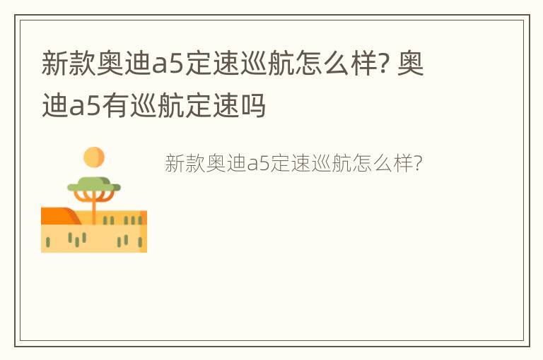 新款奥迪a5定速巡航怎么样? 奥迪a5有巡航定速吗