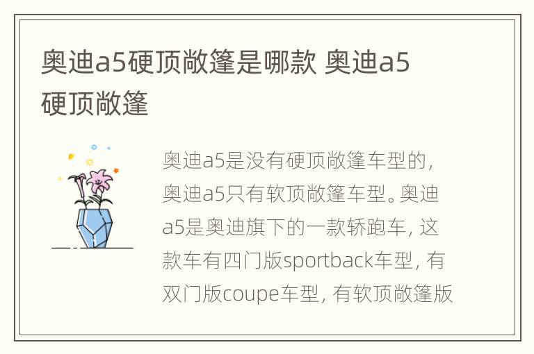 奥迪a5硬顶敞篷是哪款 奥迪a5 硬顶敞篷