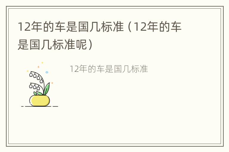 12年的车是国几标准（12年的车是国几标准呢）