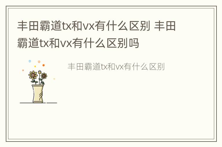 丰田霸道tx和vx有什么区别 丰田霸道tx和vx有什么区别吗