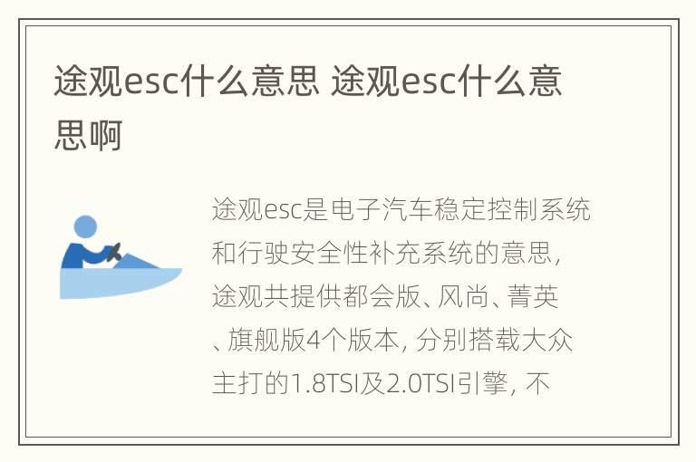 途观esc什么意思 途观esc什么意思啊