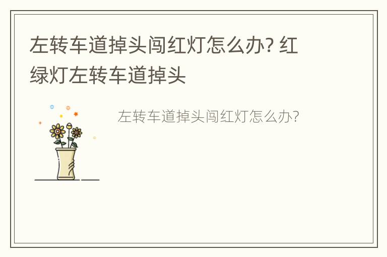 左转车道掉头闯红灯怎么办? 红绿灯左转车道掉头