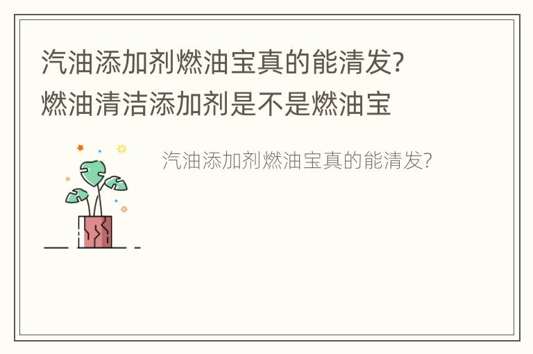 汽油添加剂燃油宝真的能清发? 燃油清洁添加剂是不是燃油宝