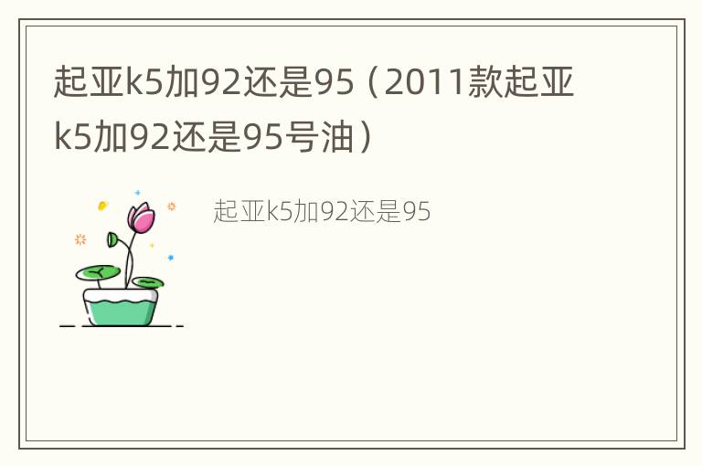 起亚k5加92还是95（2011款起亚k5加92还是95号油）