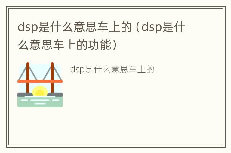 dsp是什么意思车上的（dsp是什么意思车上的功能）