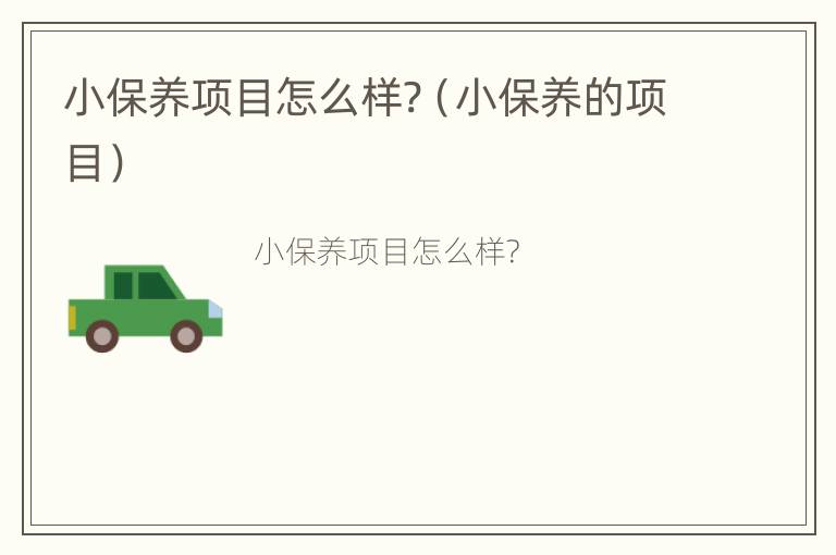 小保养项目怎么样?（小保养的项目）