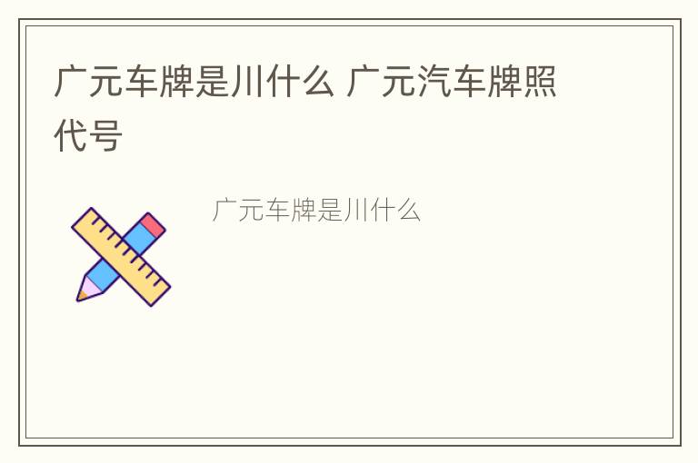 广元车牌是川什么 广元汽车牌照代号